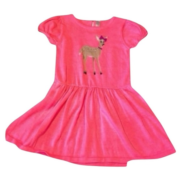 Cherokee Girls Size 4T Pink Sweater Dress With Girl Fawn adorable Winter Sweet - Picture 1 of 4